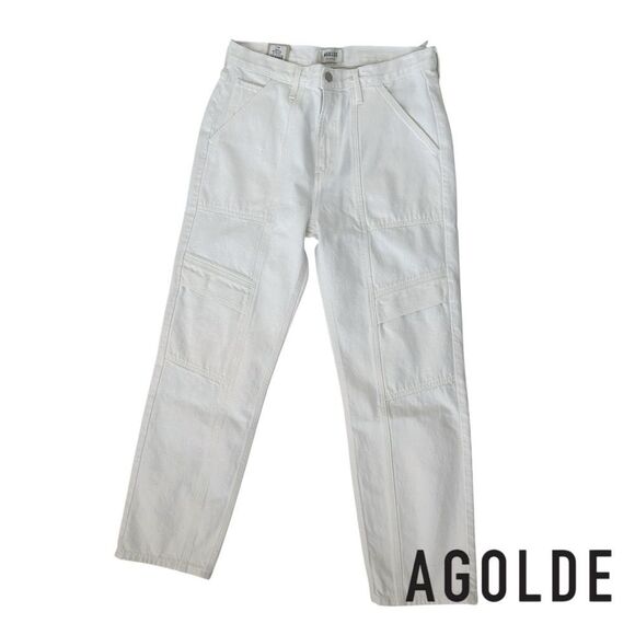 AGOLDE **NWT** Cooper High-Rise Denim Cargo Pants in Milkshake White - Picture 13 of 13